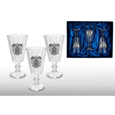 Набор граненыхных рюмок"ЛАФИТНЫЙ" с оловянным барельефом"Двуглавый орел"