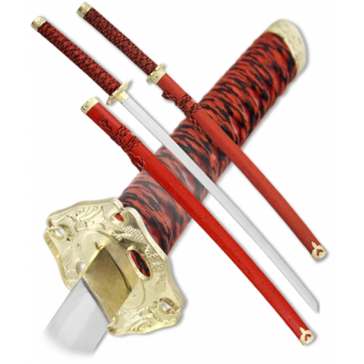 Набор самурайских мечей, 2 шт. Ножны алый мрамор