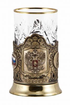 Стакан с подстаканником "Герб Росии"3пр