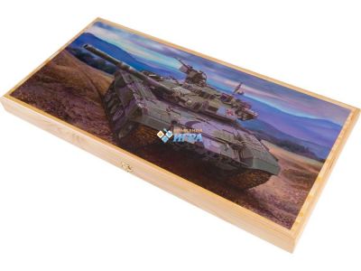 Нарды+Шашки Походные "Танк Т-90А" средние (50х25х4 см) дерево