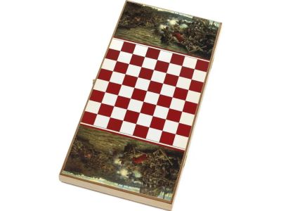 Нарды+шашки премиум "Бой казаков на реке" 50*25*4см