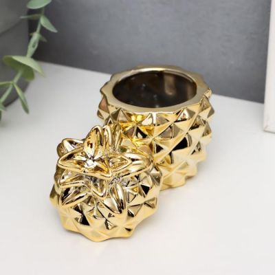 Шкатулка керамика "Ананас" золото 9,3х5,6х5,6 см