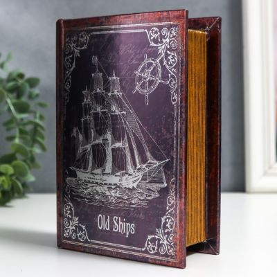 Шкатулка-книга дерево "Странствующий корабль" 16х11х4,5 см