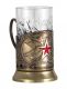 Подстаканник "Армия" карт. коробка,хруст.стакан, латунь, штамп, цветные эмали