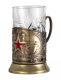 Подстаканник "Армия" карт. коробка,хруст.стакан, латунь, штамп, цветные эмали