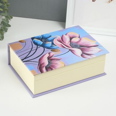 Шкатулка кожзам для украшений книга "Прекрасные цветы" 15,5х21,5х7 см